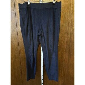 DG2 Diane Gilman Navy Blue Pull-On Stretch Ponte Bootcut Pants Large
